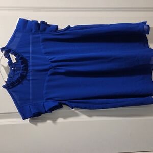 Chic Royal Blue Ruffled Blouse